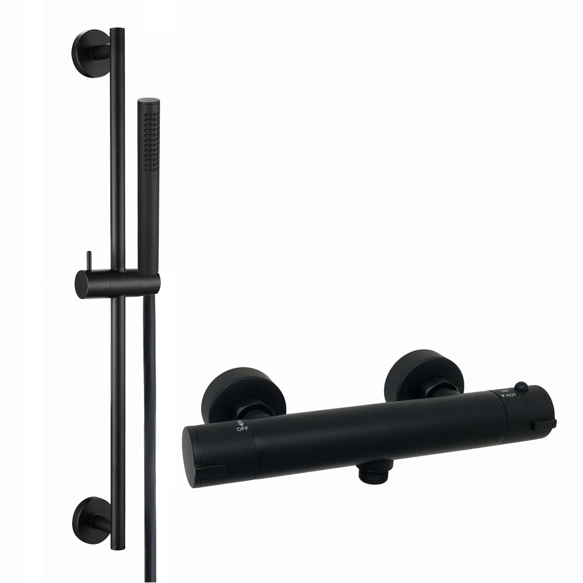 Buy Dune contemporary thermostatic shower mixer bar valve with slider rail kit - matt black Online UK | HOUSE OF ENKI